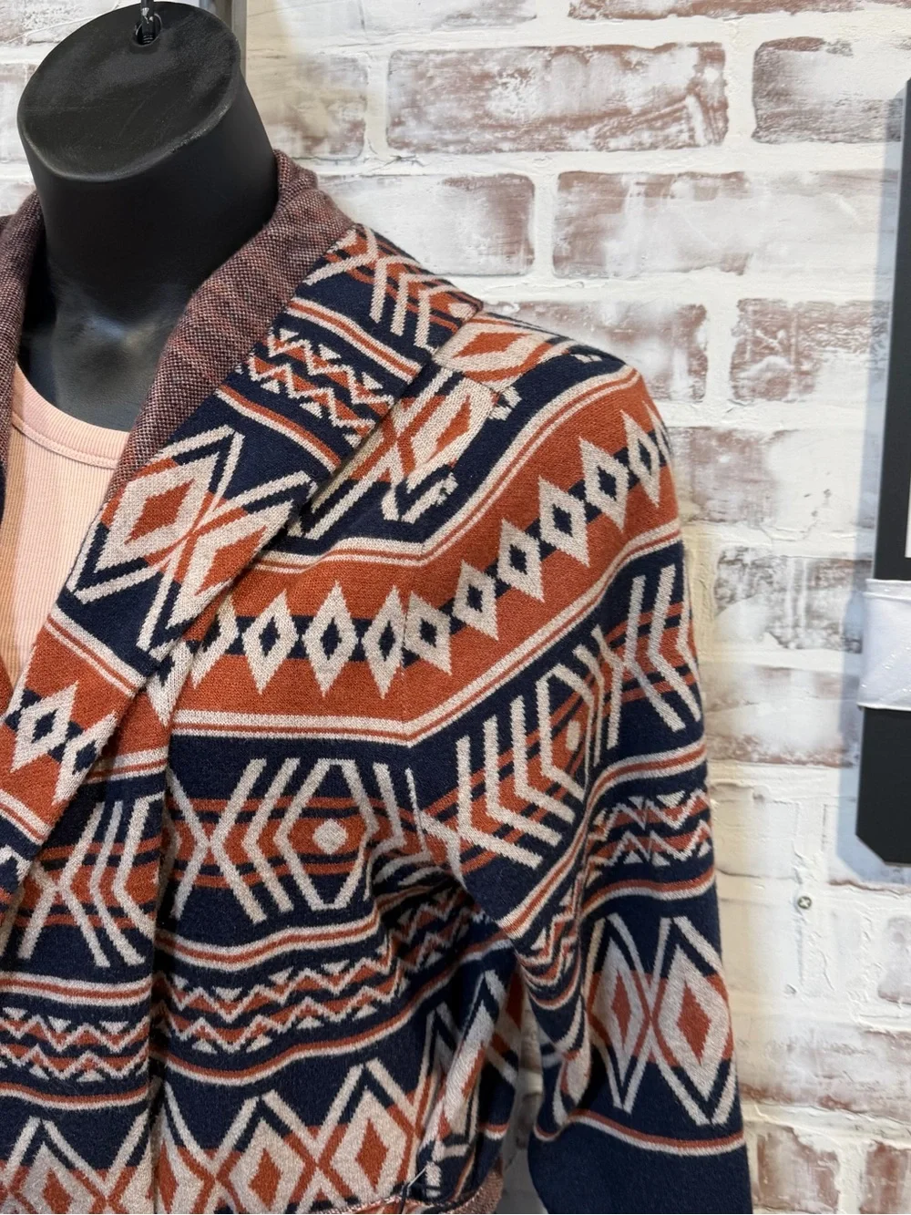 Rachel Zoe Navy & Rust Knit Cardigan 1X